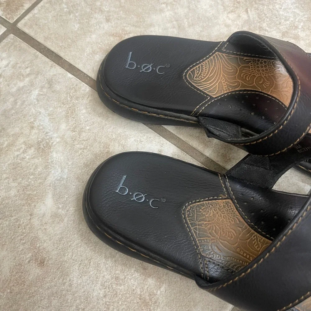 B.O.C. Born Concept Women Black Toe Loop Slide Sandals flip flop Size 9M